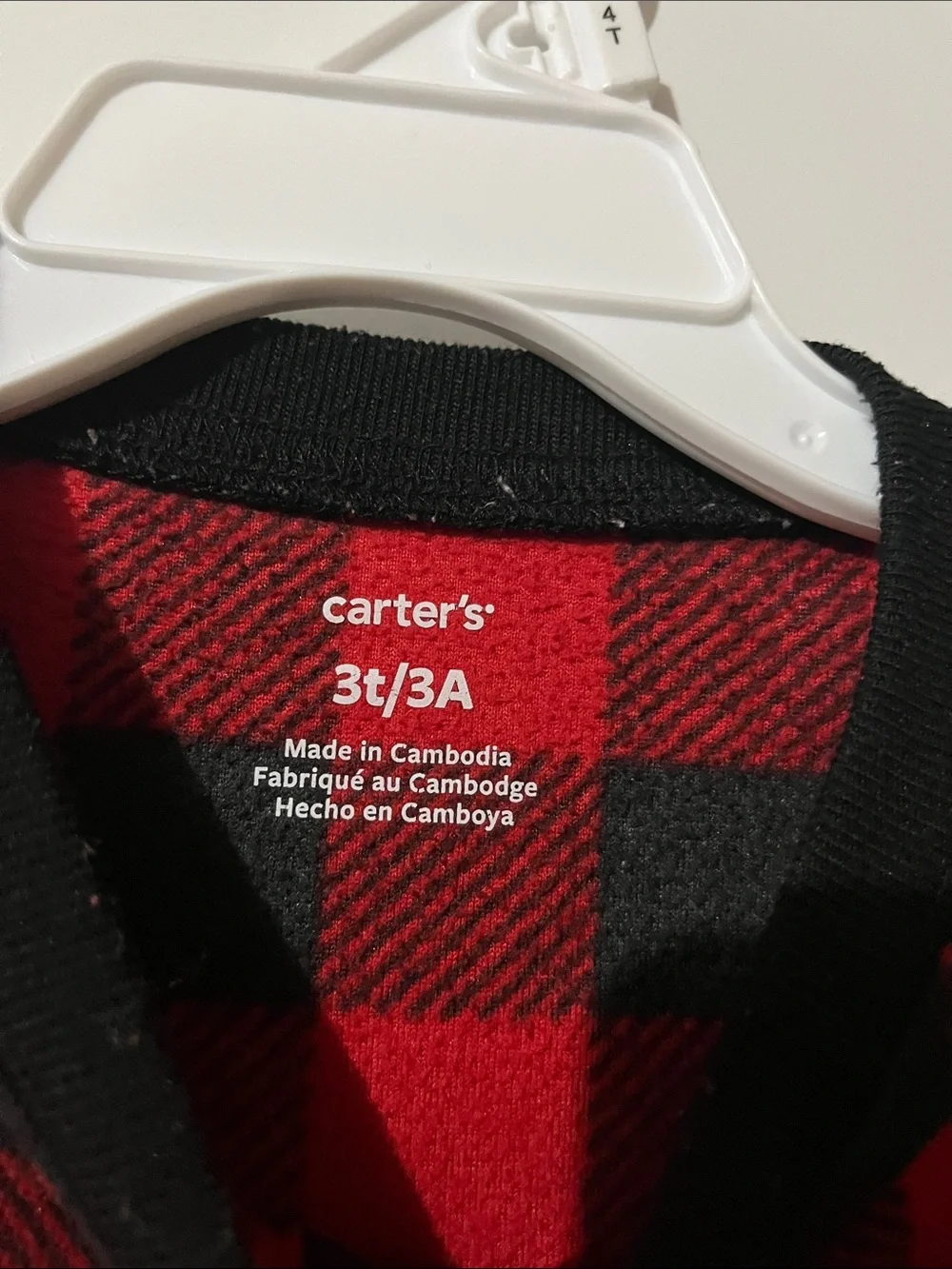 Carter's Red and Black Buffalo Plaid Footed One-Piece